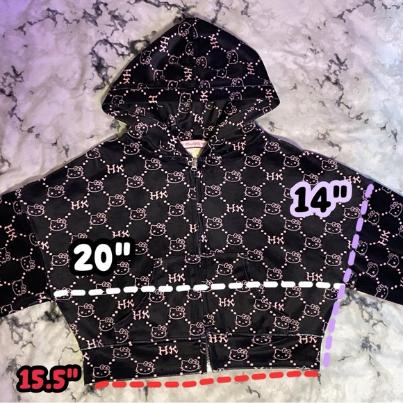 🎀 Hello Kitty Luxe Velour Cropped Hoodie - Picture 6 of 7